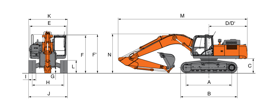 Габаритные размеры экскаватора Hitachi ZX300-5A