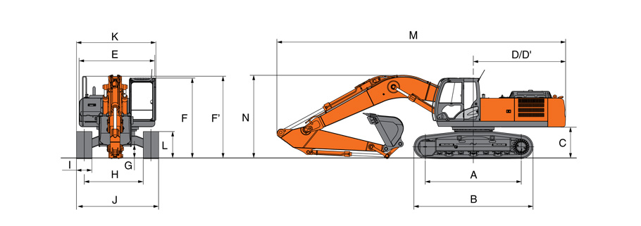 Габаритные размеры экскаватора Hitachi ZX350H-5G