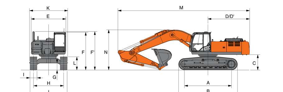 Габаритные размеры экскаватора Hitachi ZX400LCH-5G