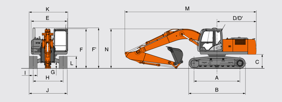 ZX200-5A габаритные размеры