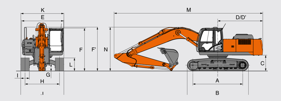 ZX240-5A габаритные размеры